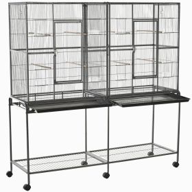 PawHut 65"L Large Rolling Metal Bird Cage Bird House with Detachable Rolling Stand