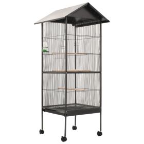 Bird Cage with Roof Gray 26"x26"x61" Steel