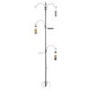 93 Inch Black Detachable Bird Feeding Station with 4 Hooks Heavy Duty Outdoor Metal Pole Bird Feeder Hanger Stand for Garden Yard Backyard Attracting