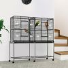 PawHut 65"L Large Rolling Metal Bird Cage Bird House with Detachable Rolling Stand