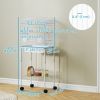 49" Rolling Bird Cage Cockatoo House Play Top Finch Pet Supply with Storage Shelf, Wheels - White