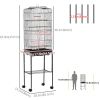 62" Rolling Bird Cage Cockatoo House Play Top Finch Pet Supply with Storage Shelf, Wheels - Black