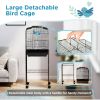 49" Rolling Bird Cage Cockatoo House Play Top Finch Pet Supply with Storage Shelf, Wheels - Black