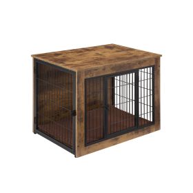 Dog Crate Furniture with Cushion, Wooden Dog Kennel Furniture, Heavy Duty Dog Cage, 32" Dog Kennel with Double Doors, Dog Crates for Small/Medium