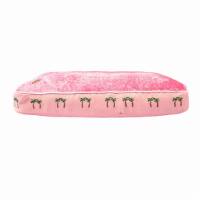 Halo Palm Trees Rectangular Dog Bed (Color: pink, size: S)