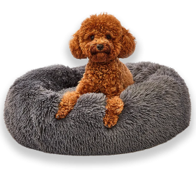 Donut Dog Bed (Color: Black and Grey, size: small)