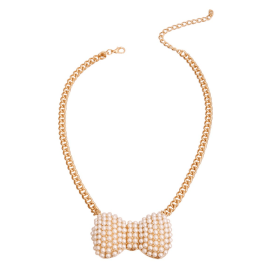 Cream Chunky Bow Necklace (size: large)