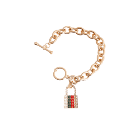 Designer Inspired Rhinestone Lock Pendant (size: medium)