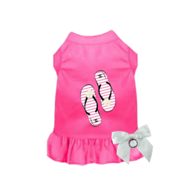 My Favorite Fuzzy Flip Flops Dog Dress (Color: pink, size: medium)