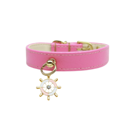 Nautical Dog Charm Collar (Color: pink, size: 12")