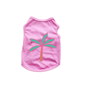 Palm Tree Tank Top (Color: pink, size: large)