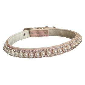 Pretty in Pink Pearl and Rhinestone Collar (Color: pink, size: 10'')