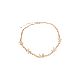 Rhinestone Butterfly Necklace (size: small)