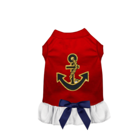 Sailor Girl Dog Dress (Color: Red, size: X Large)