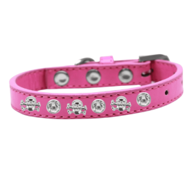 Skull Studded Collar (Color: pink, size: 10")
