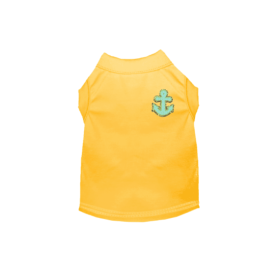 Chenille Embroidered Anchor Dog Shirt (Color: Yellow, size: medium)
