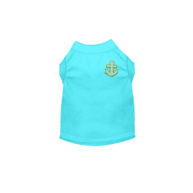 Chenille Embroidered Anchor Dog Shirt (Color: Blue, size: X Large)