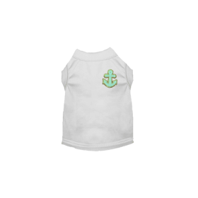 Chenille Embroidered Anchor Dog Shirt (Color: White, size: X Small)