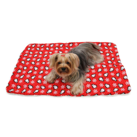 Penguins & Snowflakes Flannel/Ultra-Plush Blanket (Color: Red, size: One Size)