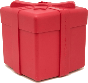 SP Gift Box Durable Rubber Chew Toy & Treat Dispenser (Color: Red, size: medium)