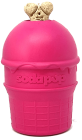 SP Ice Cream Cone Durable Rubber Chew Toy and Treat Dispenser (Color: pink, size: medium)