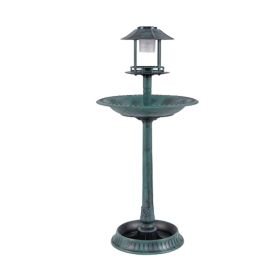Bird Bath Feeder with Solar Light for Garden Backyard Decor (Color: Green, Type: Bird Supplies)